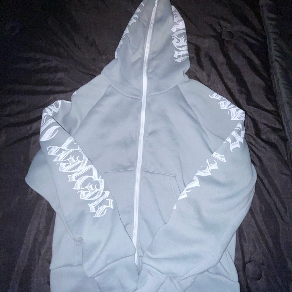 Grey and White Zip Up Jacket Size Small